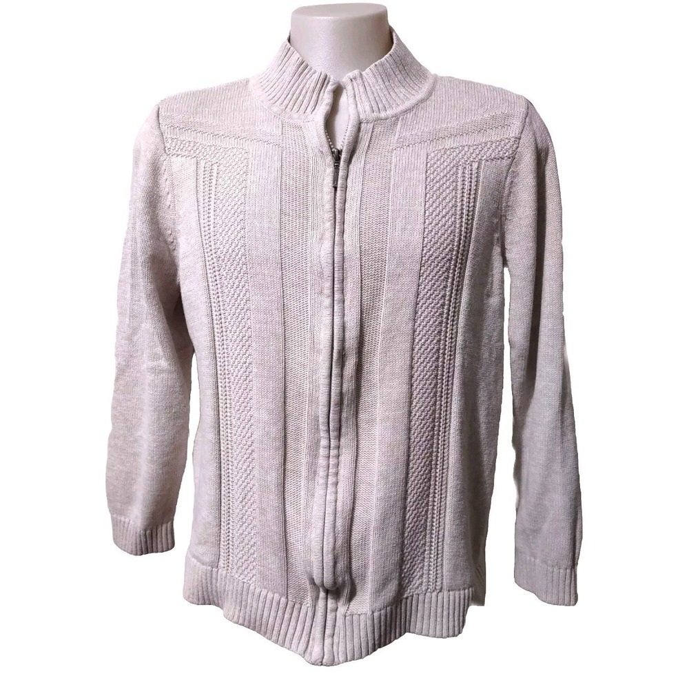 CJ Banks Sweater Women's 2XL Plus Size Cream Chunky Knit Full Zip Up Jacket XXL